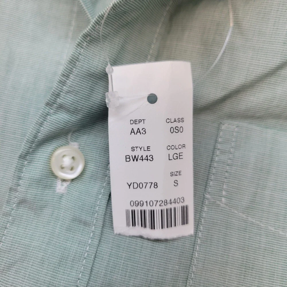 J.Crew Button Down Shirt Mens Small Green Slim Fit Secret Wash BW443 Micro Check